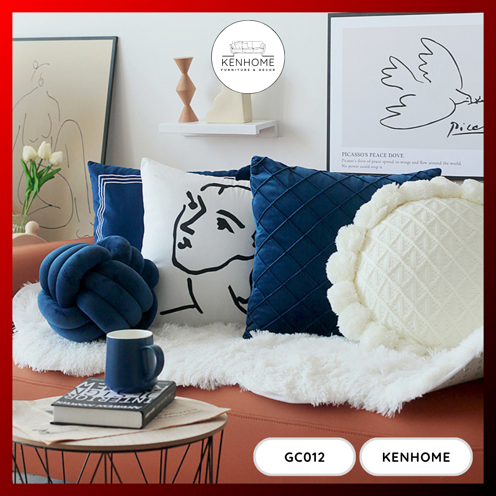 Gối Tựa Lưng Sofa Phong Cách Hiện Đại, Gối Tựa Sofa Trang Trí Phòng Khách, Vỏ Gối Tựa Lưng Sofa 45x45, KENHOME