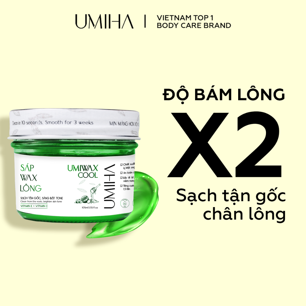 Wax lông Nách UMIHA (105ml) - Sáp wax lông bám dính x2 dành riêng cho lông nách, bổ sung Vitamin C giúp sáng da