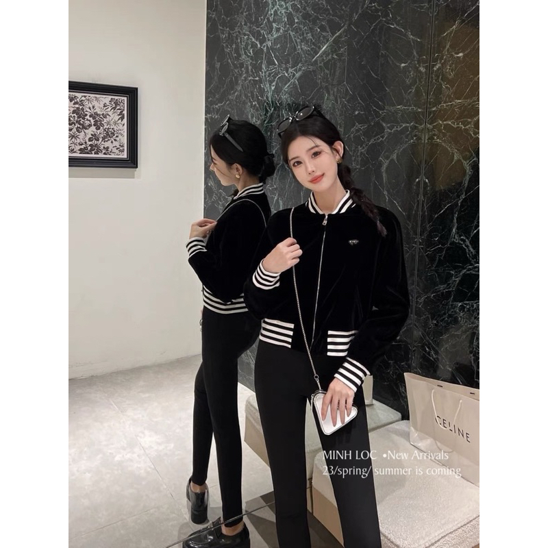 Áo Bomber Nhung Pra