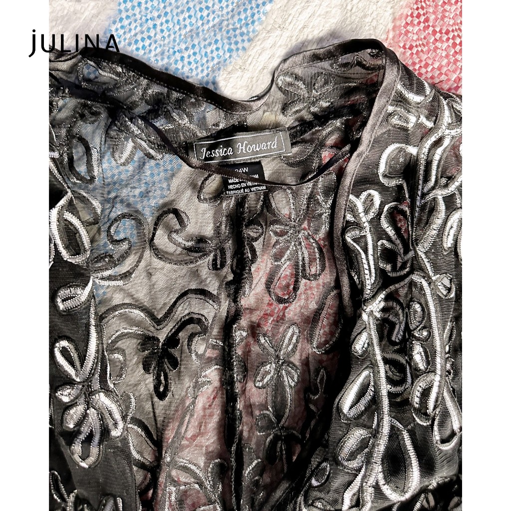 Áo choàng vải lưới hoa màu đen sang trọng jf869 | BigBuy360 - bigbuy360.vn