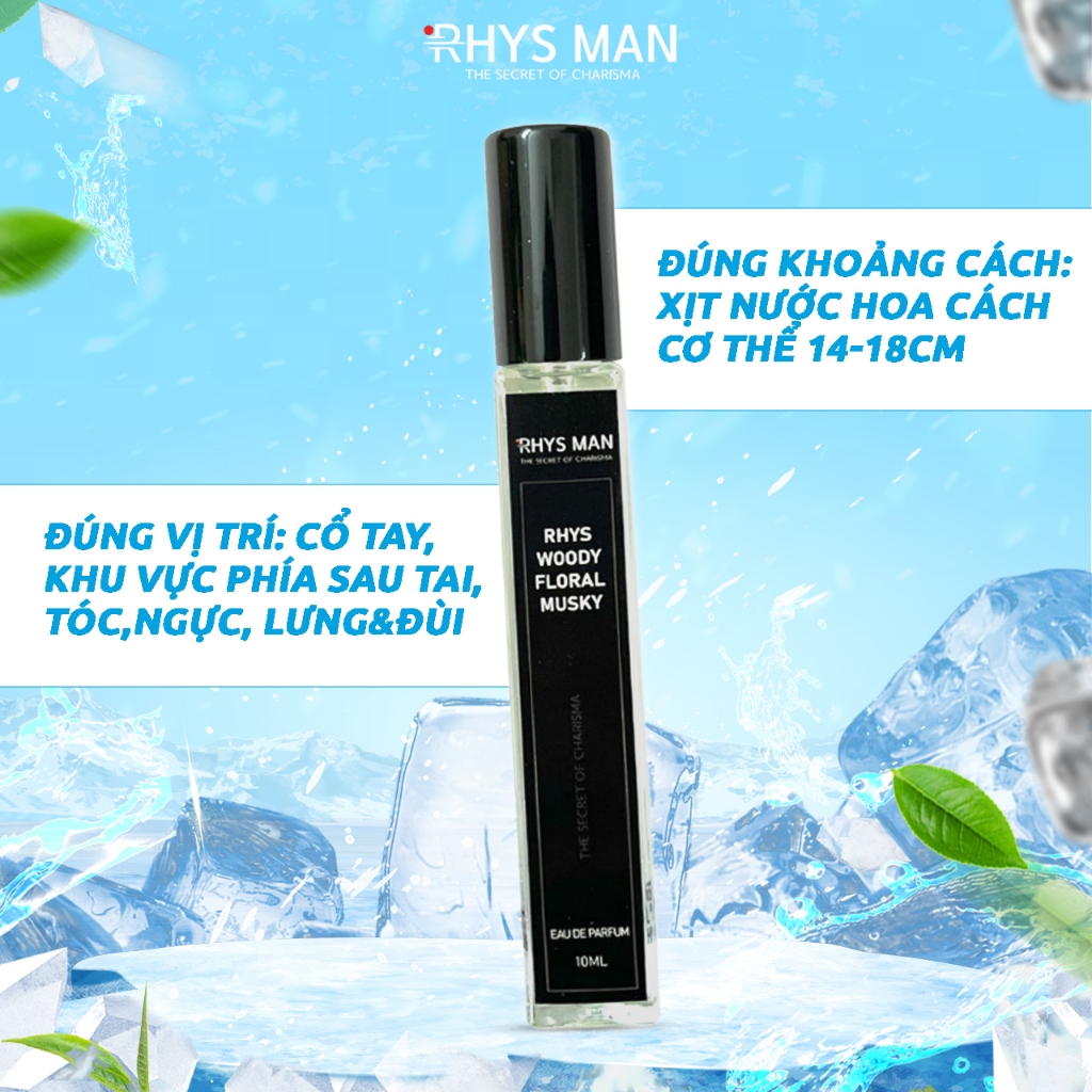 Nước hoa RHYS MAN Rhys Woody Floral Musky hương gỗ lịch lãm, phóng khoáng 10ml