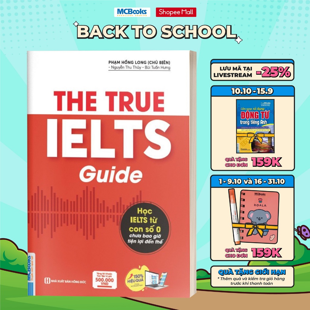 Sách - The True Ielts Guide - Cẩm nang hướng dẫn tự học IELTS chuẩn cho người mới bắt đầu - Tặng tài khoản học tập