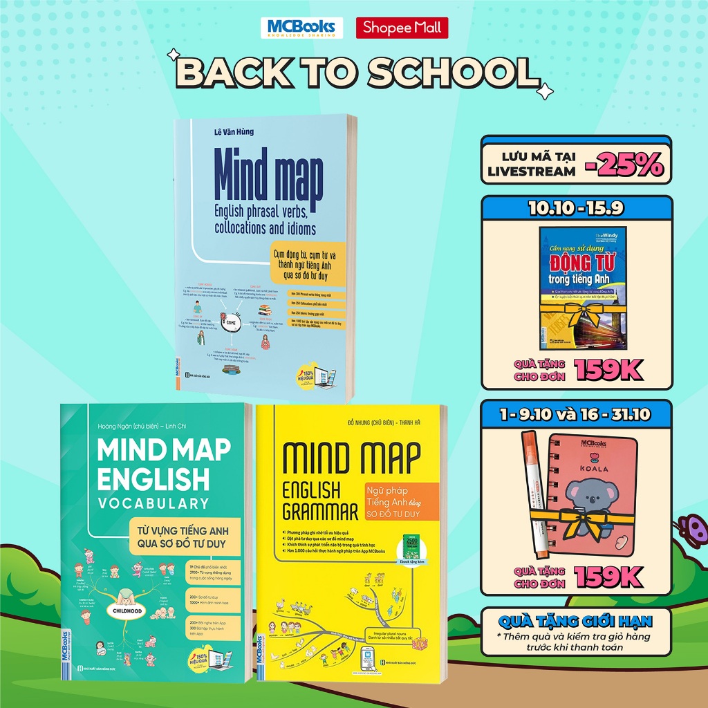Sách - Bộ 3 Cuốn MindMap English Học Tiếng Anh Cho Người Mới Bắt Đầu MCBooks (Lẻ Tùy Chọn)