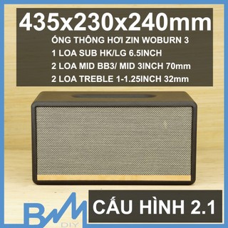 Box loa bọc da 435x230x240mm 2.1 ghép loa sub HK LG 6.5inch thông hơi