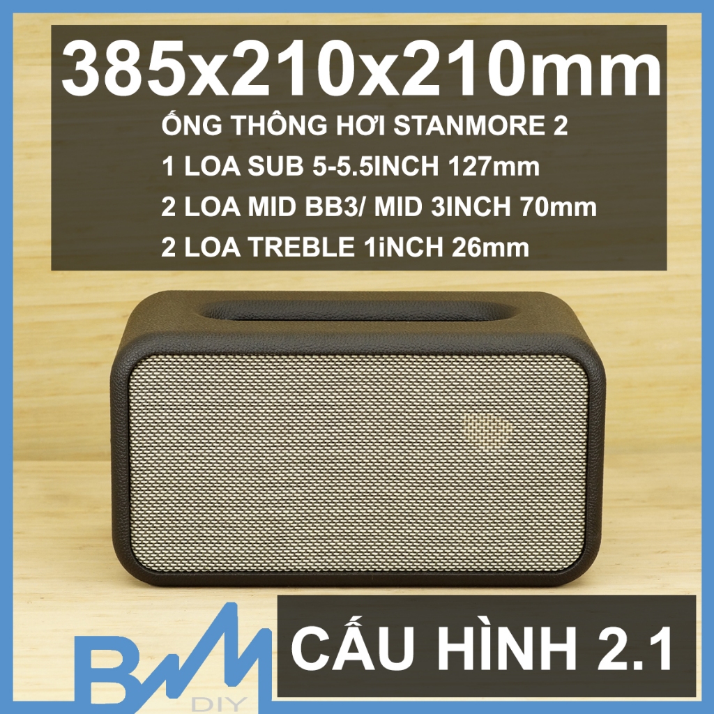 Box loa bọc da 385x210x210mm góc cong lớn - thông hơi hãng - ghép loa sub 5inch 5.5inch