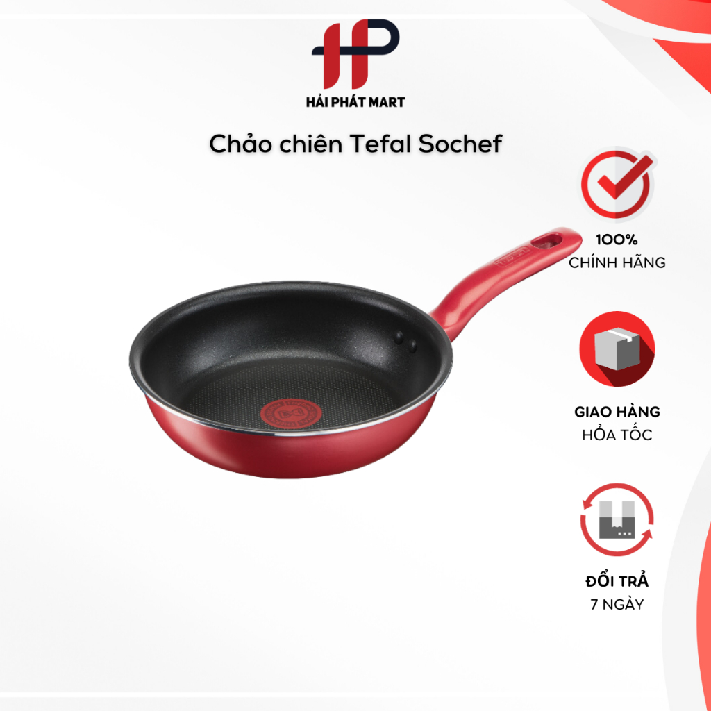 Chảo chiên Tefal 20cm, 24cm, 28cm, Đáy Phẳng, Nhôm Đúc nông lòng cao cấp