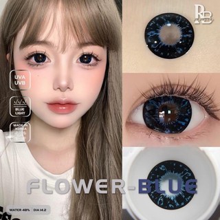 Kính Áp Tròng RUBYEYES Màu Xanh Flower Blue, Lens Mắt Màu Xanh Sử Dụng 6 Tháng 