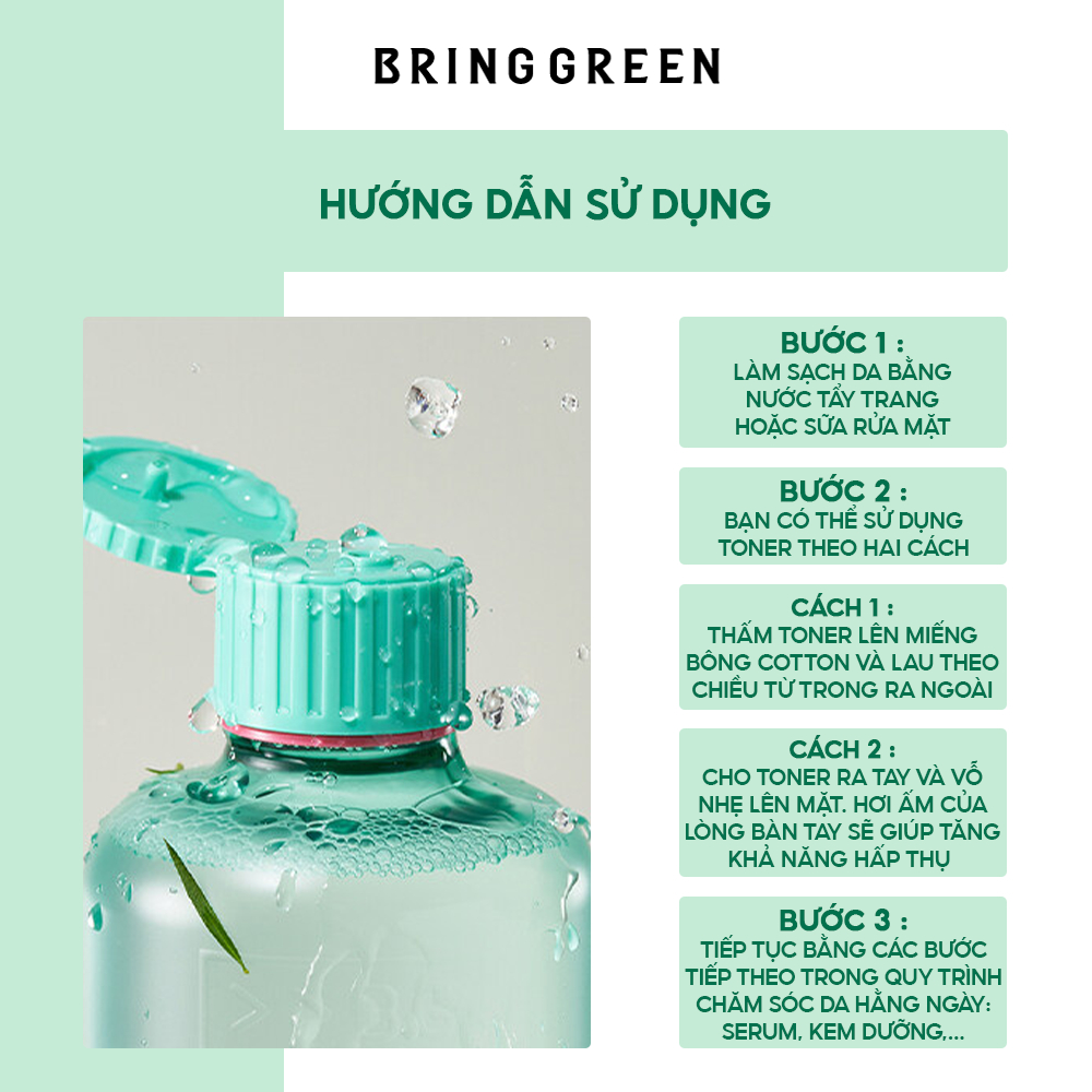 Nước Hoa Hồng Giảm Mụn Làm Dịu Da Tràm Trà BRING GREEN Tea Tree Cica Soothing Toner 250ml/ 510ml