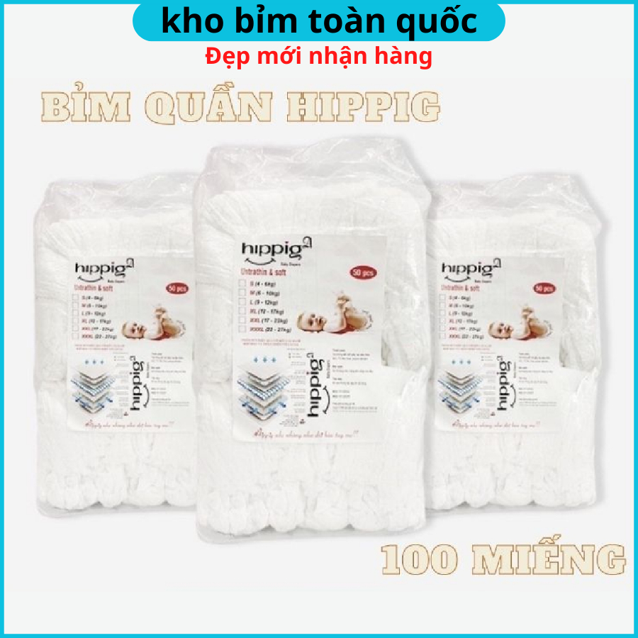 Bỉm HIPGIG 100 miếng, tã quần HIPGIG 100 miếng đủ size M/L/XL/XXL/XXXL