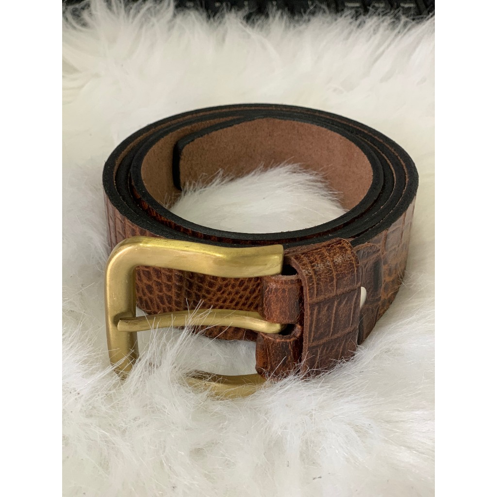 Dây Nịt Nam Da Bò Thật Dập Vân Cá Sấu Khóa Cài Kim Cao Cấp Thời Trang