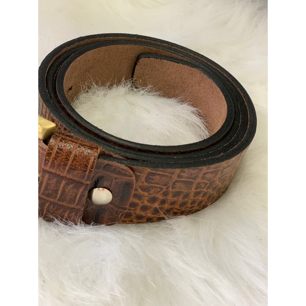 Dây Nịt Nam Da Bò Thật Dập Vân Cá Sấu Khóa Cài Kim Cao Cấp Thời Trang