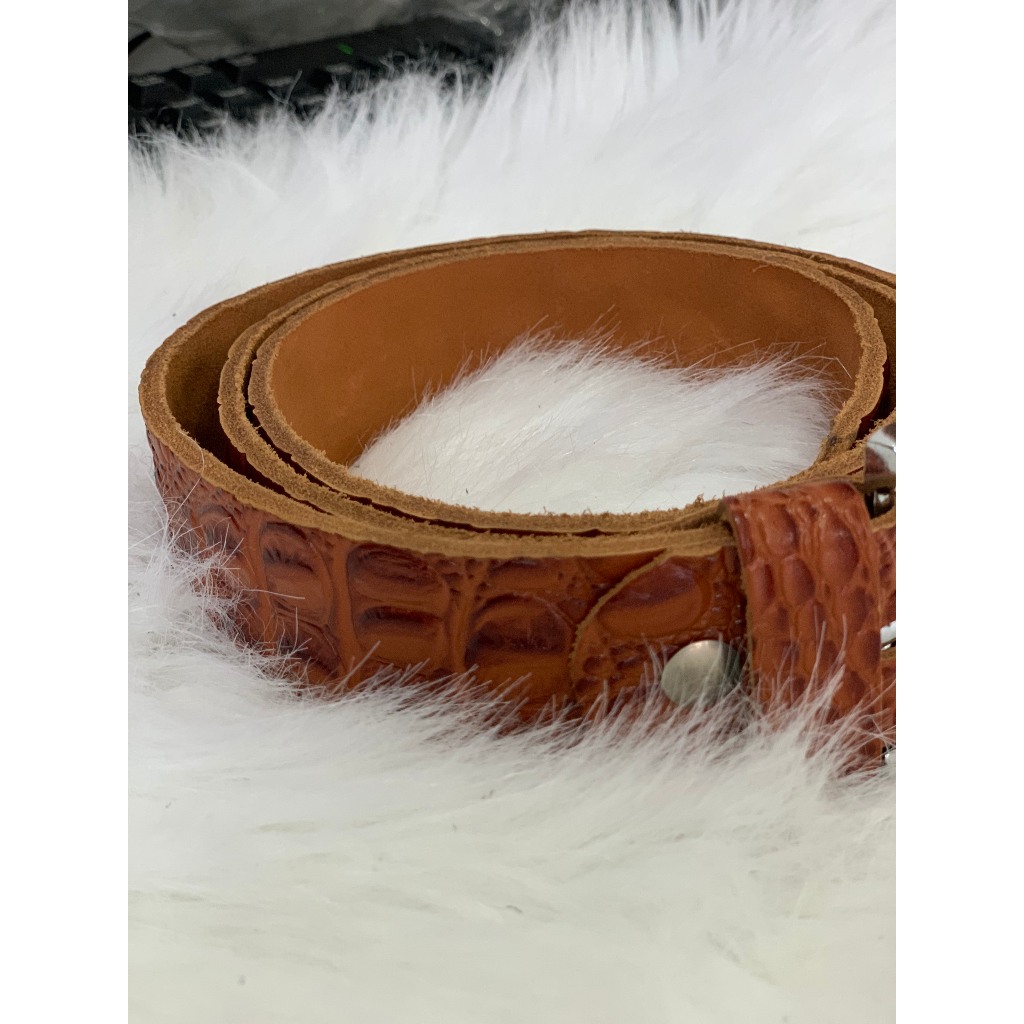 Dây Nịt Nam Da Bò Thật Dập Vân Cá Sấu Khóa Cài Kim Cao Cấp Thời Trang