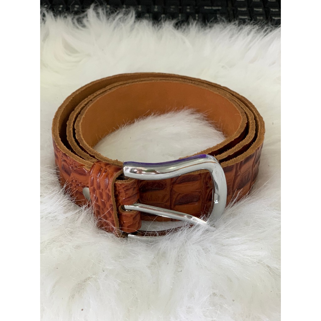 Dây Nịt Nam Da Bò Thật Dập Vân Cá Sấu Khóa Cài Kim Cao Cấp Thời Trang