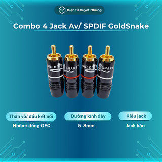 Combo 4 jack av/ spdif goldsnake đực , chân đồng ofc, mạ vàng - đầu av, jack spdif bh 1-1