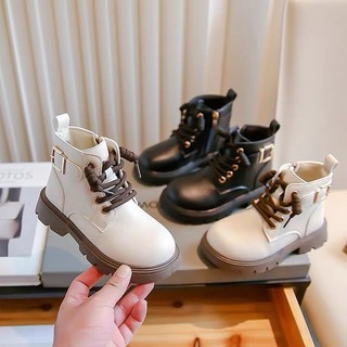 Giày bốt cao cổ cho bé trai bé gái - Bốt trẻ em da mềm mại đế cao su chống trơn dây buộc dễ thương A28