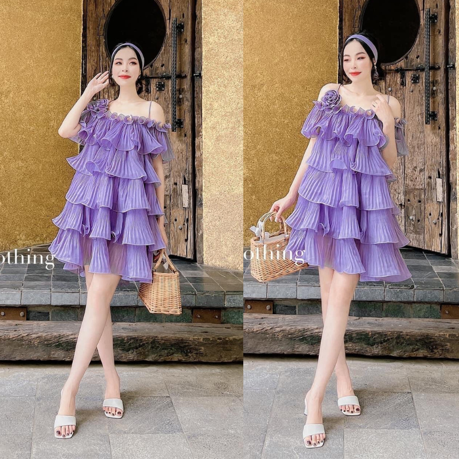 Đầm Nữ Cổ Yếm Bánh Bèo TYLANSTORE Váy Bánh Bèo Chất Liệu Vải Tơ Cao Cấp Đẹp Quyến Rũ ,Sang Trọng