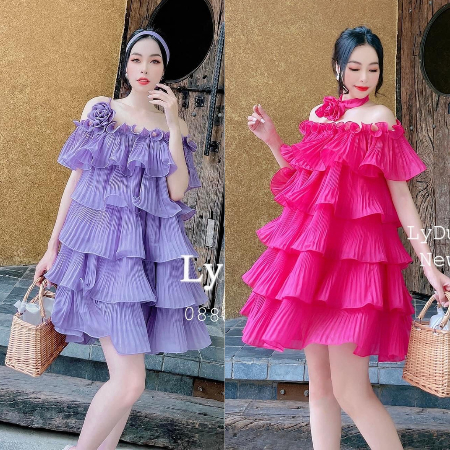 Đầm Nữ Cổ Yếm Bánh Bèo TYLANSTORE Váy Bánh Bèo Chất Liệu Vải Tơ Cao Cấp Đẹp Quyến Rũ ,Sang Trọng