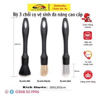 Bộ 3 chổi cọ vệ sinh đa năng, cọ chi tiết trên xe Ô tô - xe máy