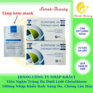 [CHÍNH HÃNG] Combo 2 Viên Ngậm Trắng Da Dưới Lưỡi Glutathione 100mg Nhập Khẩu Italy Sáng Da, Chống Lão Hóa