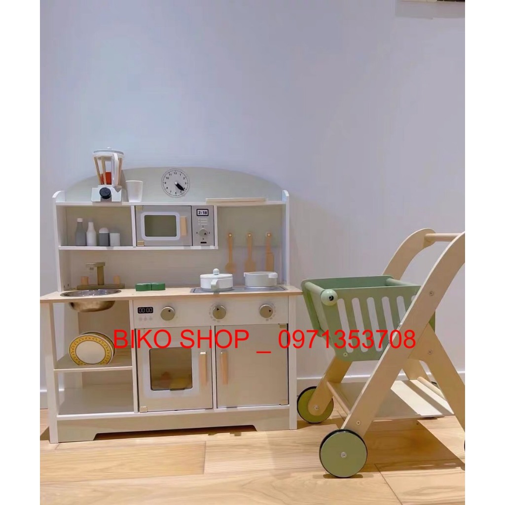 Đồ chơi bếp Lắp ghép màu ghi xám 86cm - Đồ chơi gỗ cho bé - Biko Shop