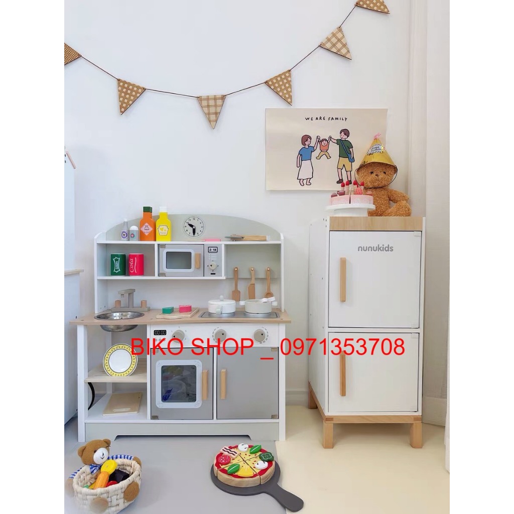 Đồ chơi bếp Lắp ghép màu ghi xám 86cm - Đồ chơi gỗ cho bé - Biko Shop