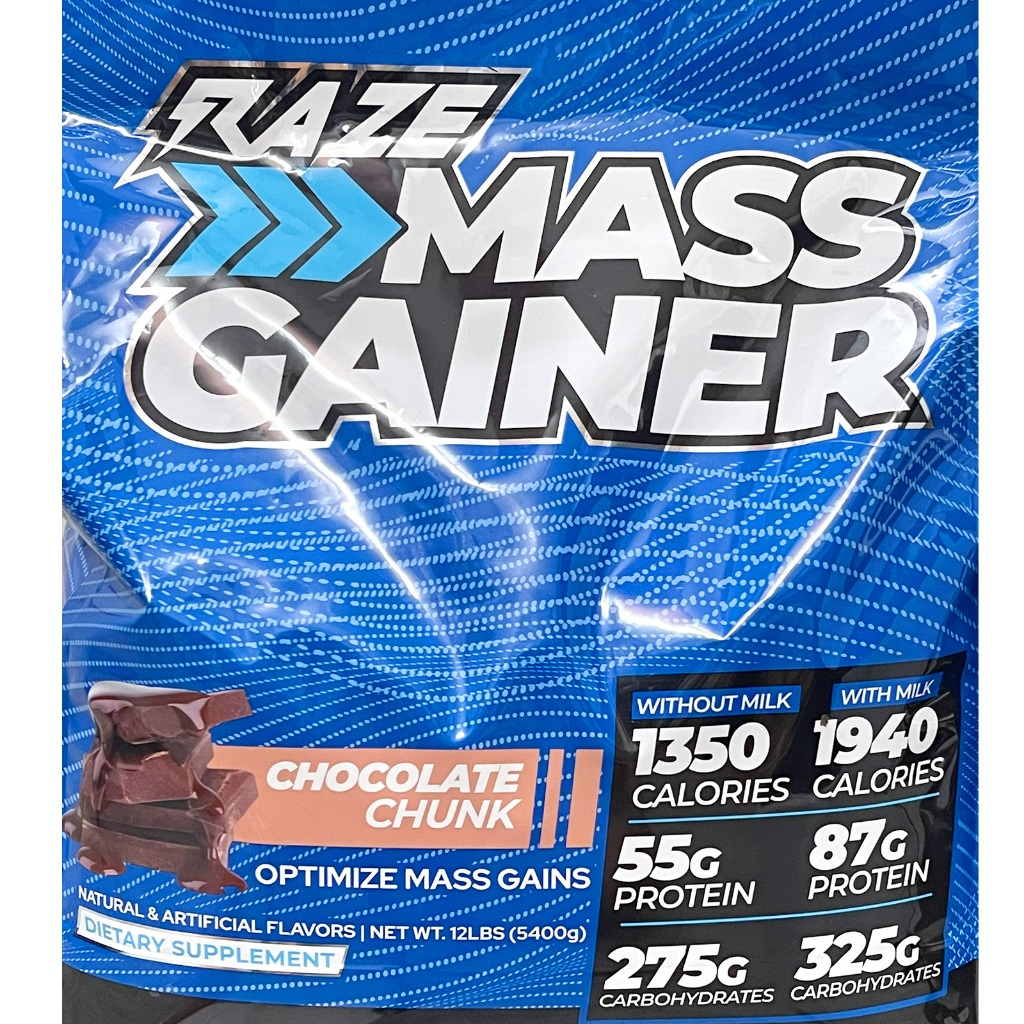 Sữa tăng cân tăng cơ cao cấp Raze Mass Gainer hương Chocolate bịch lớn 5.4kg - Phân phối chính hãng