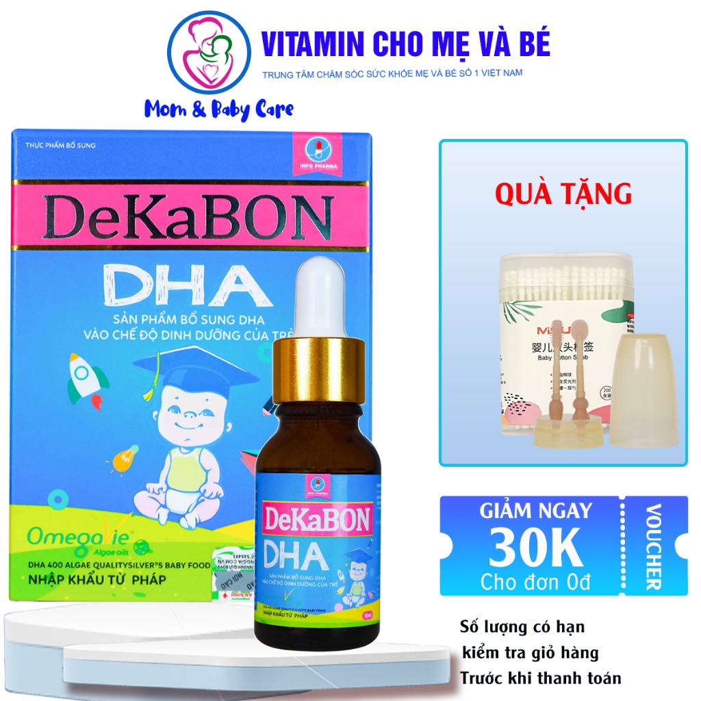Vitamin DHA Dekabon 15ml - Bổ Sung Vitamin A, E, DHA, Omega 3, EPA cho trẻ, giúp bé thông minh, tăng cường thị lực