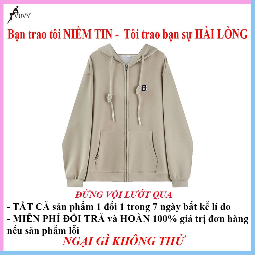 Áo khoác nữ form rộng có mũ VUVY, áo hoodie nữ chất nỉ khoác ngoài AK24