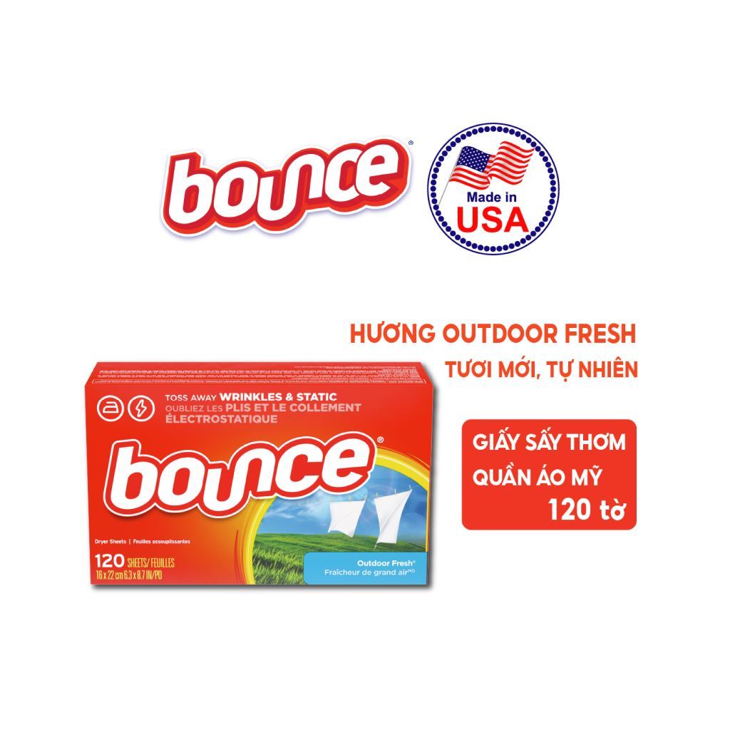 Giấy Thơm quần Áo Bounce Mỹ Hộp 120 Tờ