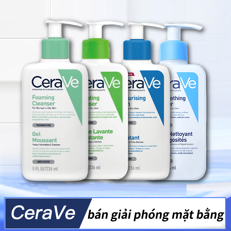 Sữa rửa mặt Cerave Foaming Cleanser, CeraVe Hydrating Cleanser, SA Cleanser cho mọi loại da 88ml, 2