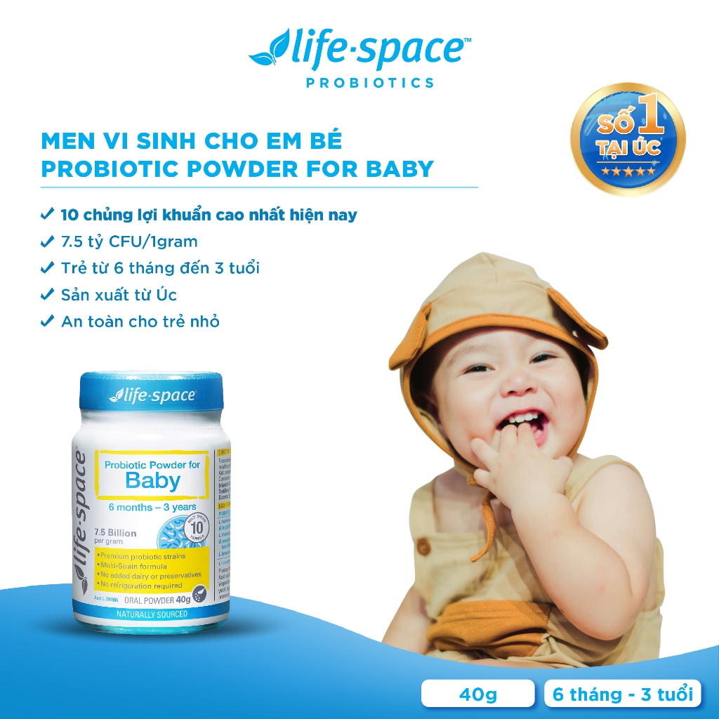 Men vi sinh Life Space Powder For Baby dành cho bé (6 tháng tuổi - 3 tuổi) lọ 40g