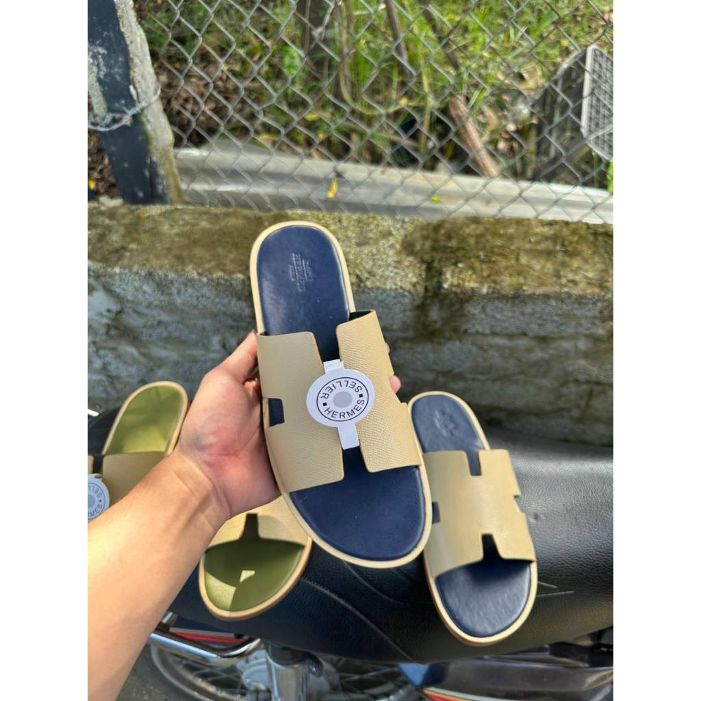 Dép lê HM đế gỗ - dép da qai be đế xanh siêu hot ảnh video tại shop