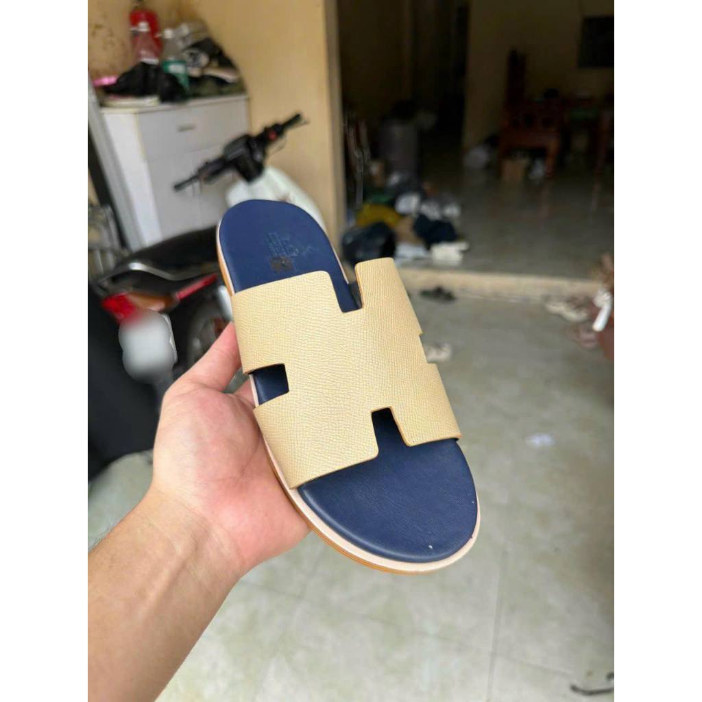 Dép lê HM đế gỗ - dép da qai be đế xanh siêu hot ảnh video tại shop