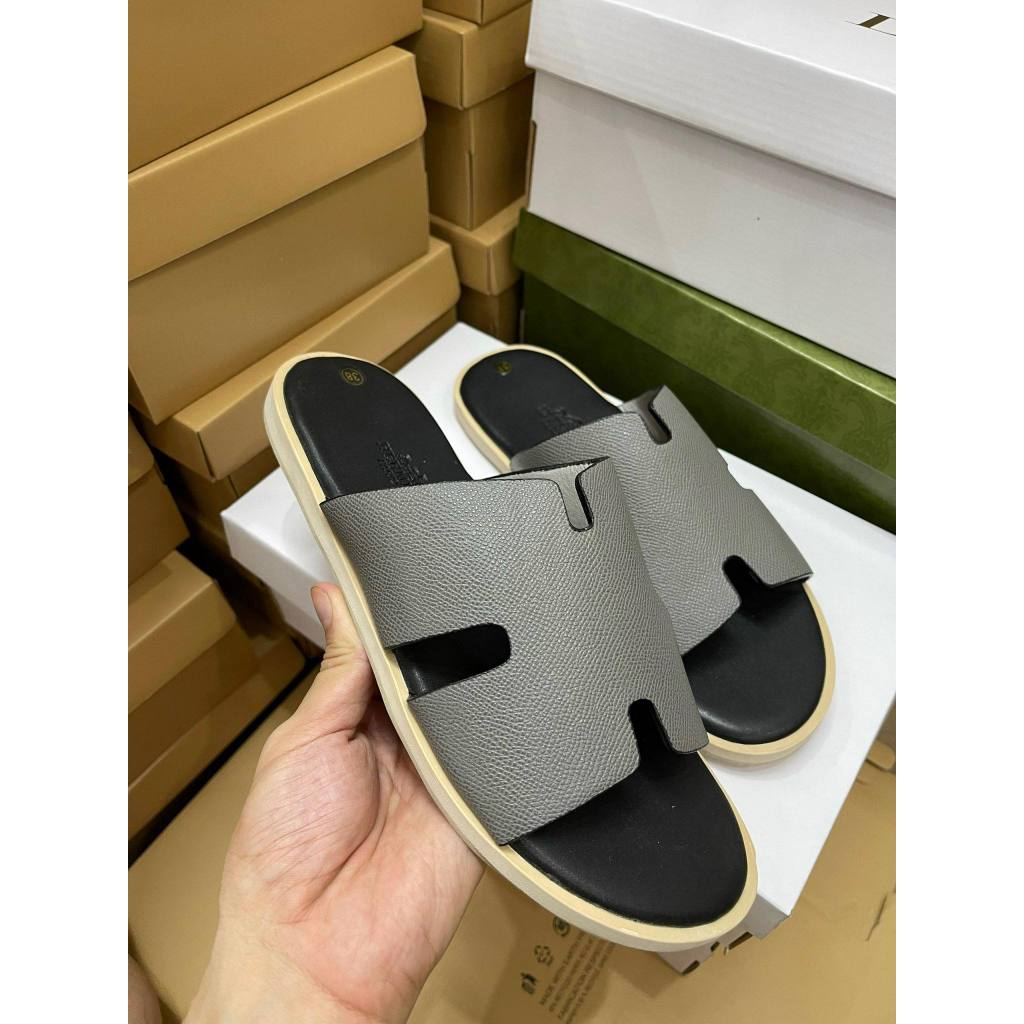 Dép lê HM đế gỗ - dép da qai be đế xanh siêu hot ảnh video tại shop