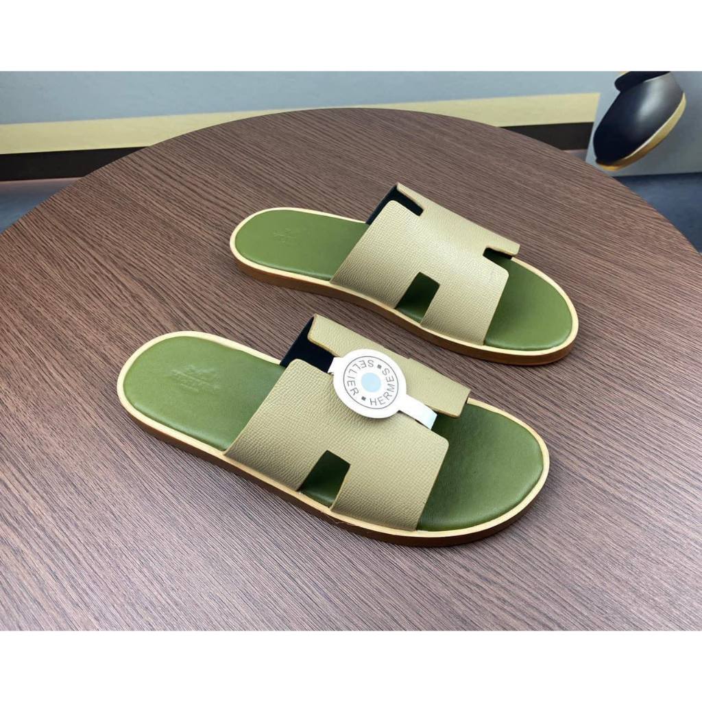 Dép lê HM đế gỗ - dép da qai be đế xanh siêu hot ảnh video tại shop