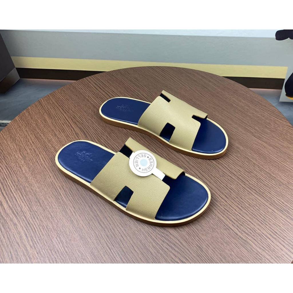 Dép lê HM đế gỗ - dép da qai be đế xanh siêu hot ảnh video tại shop