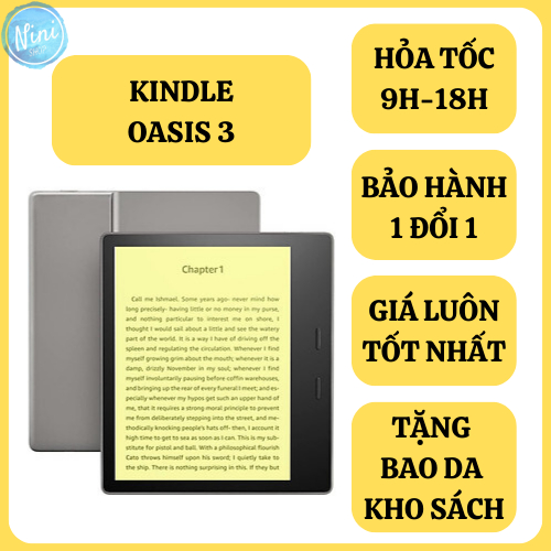 Máy đọc sách Kindle oasis 3 bản 32gb có đèn vàng bảo hành 1 năm 1 đổi 1 tặng kèm túi chống sốc cực tốt