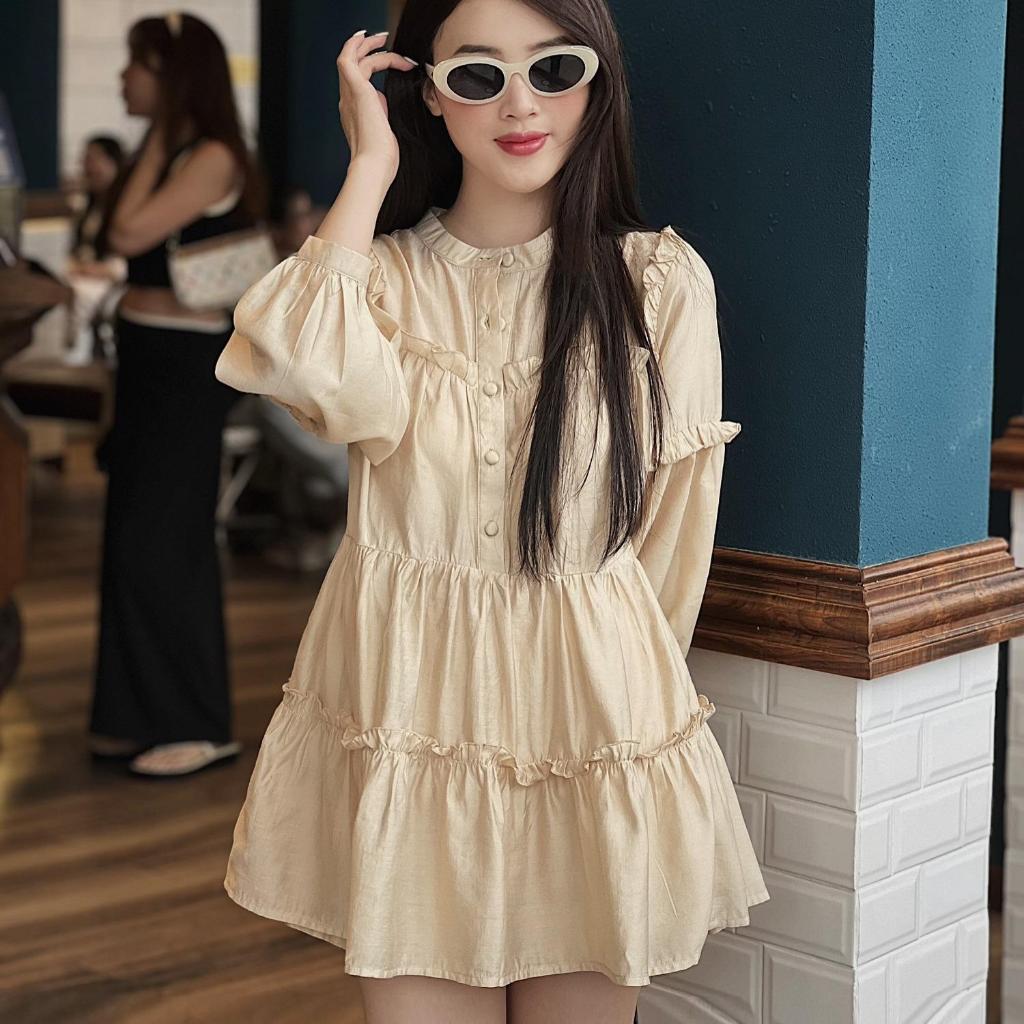 Set Đồ Nữ COLOUR CLOTHING áo form suông rộng phối bèo Kèm quần short lưng thun - Chất tơ ánh sang chảnh