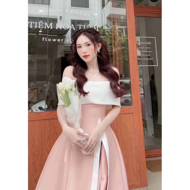 Đầm bẹt vai xẻ tà sang chảnh Hosi
