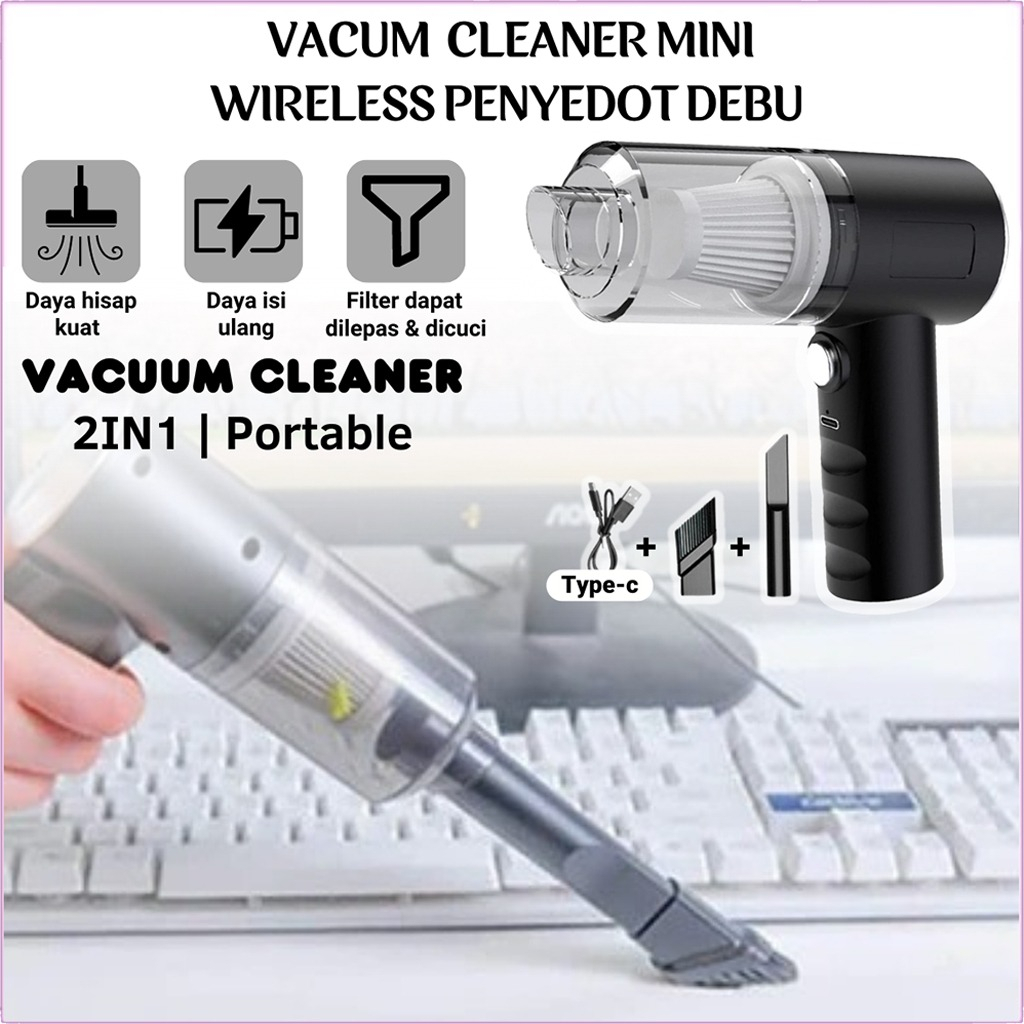 Máy hút bụi cầm tay mini không dây siêu tiện lợi, hút bụi xe ô tô, giường nệm đa chứa năng GZ11