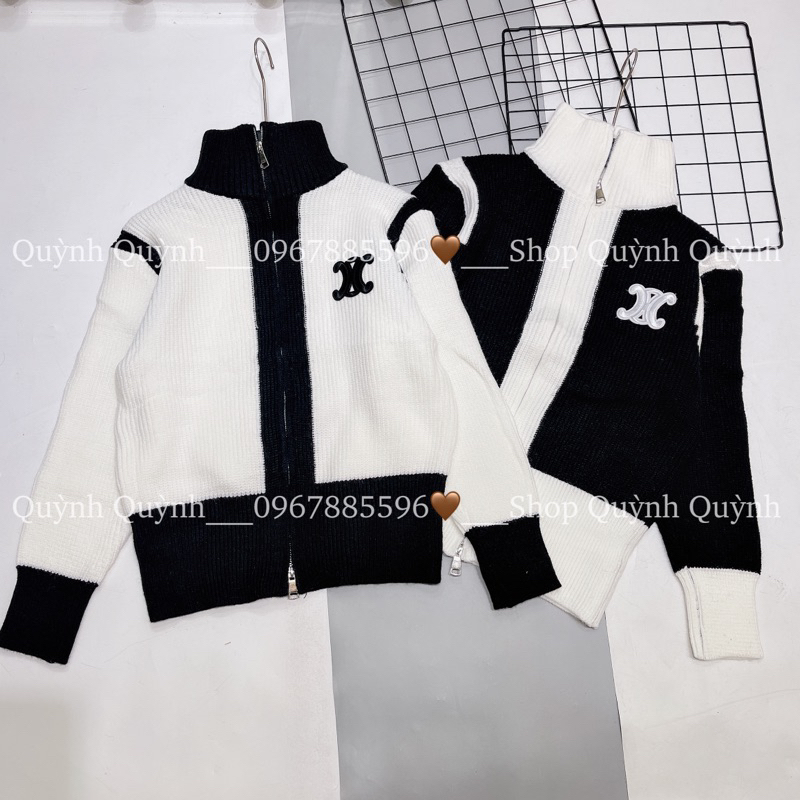 Áo len mềm mịn cổ cao khóa 2 đầu thêu X 2 màu