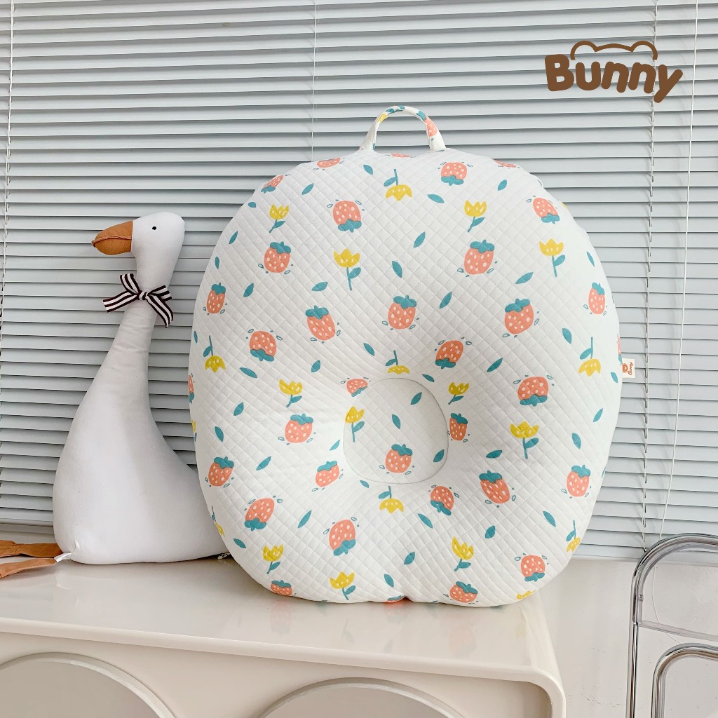 Gối chống trào ngược KidsWorld Bunny trần bông chống nôn trớ an toàn cho bé sơ sinh mềm mại không bí nóng lưng