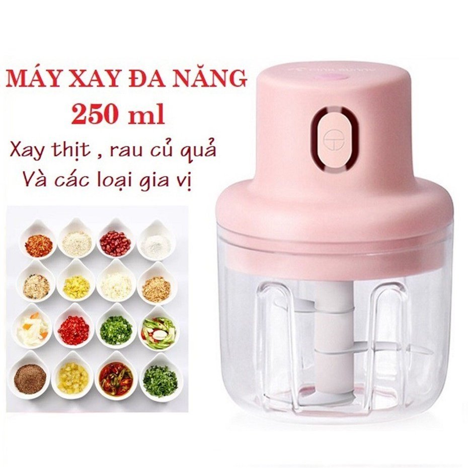 Máy Xay Tỏi Ớt Mini - Máy Xay Cầm Tay Mini Đa Chức Năng Dung Tích 250Ml