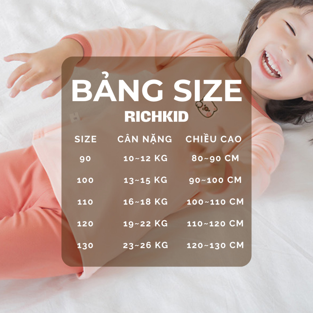 Bộ thu đông bé trai bé gái RICHKID Đồ bộ dài tay cho bé chất cotton nỉ cao cấp dày mịn Bộ ngủ thu đông trẻ em RKTD1