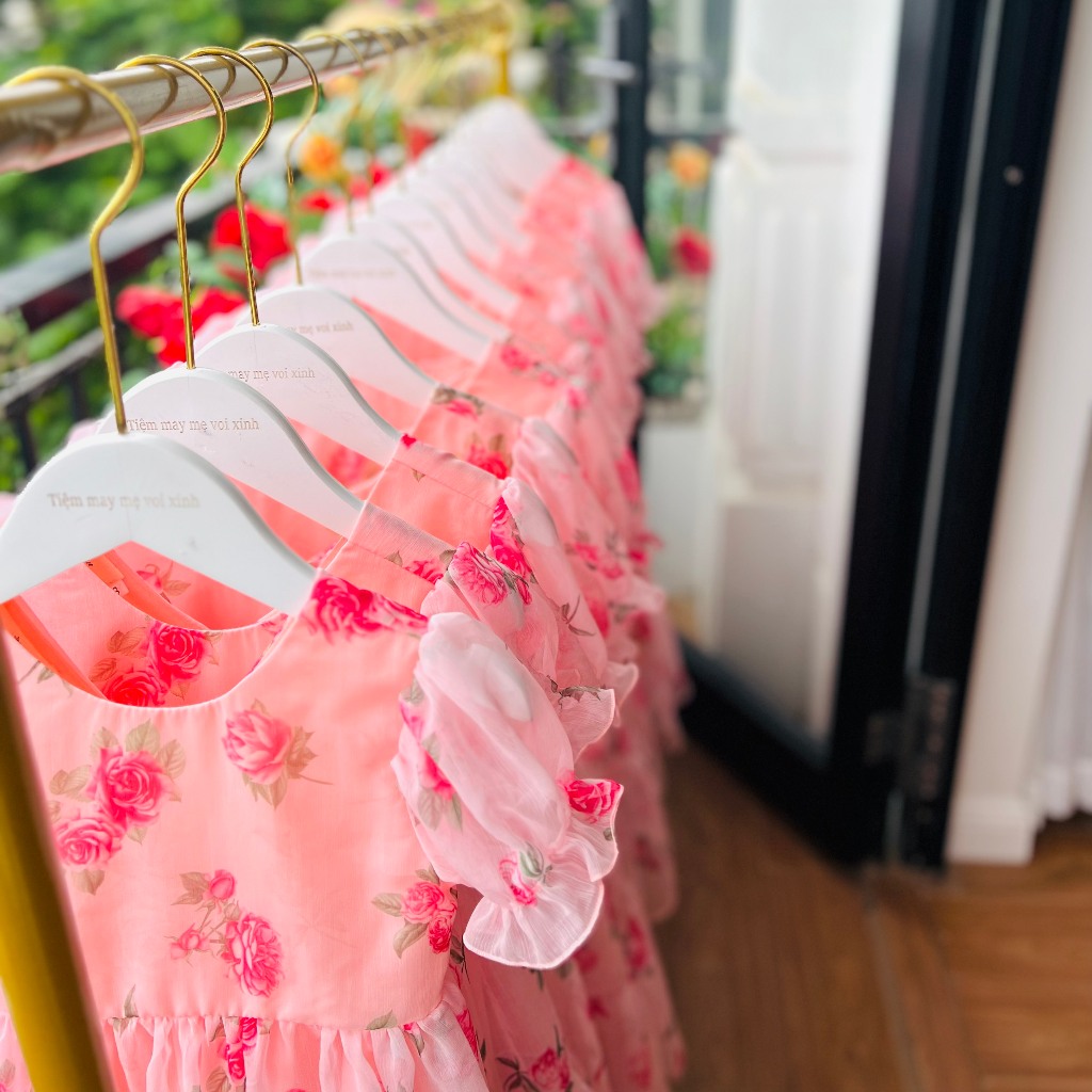 Váy bé gái đầm bé gái thiết kế cho bé màu hồng tây cực xinh