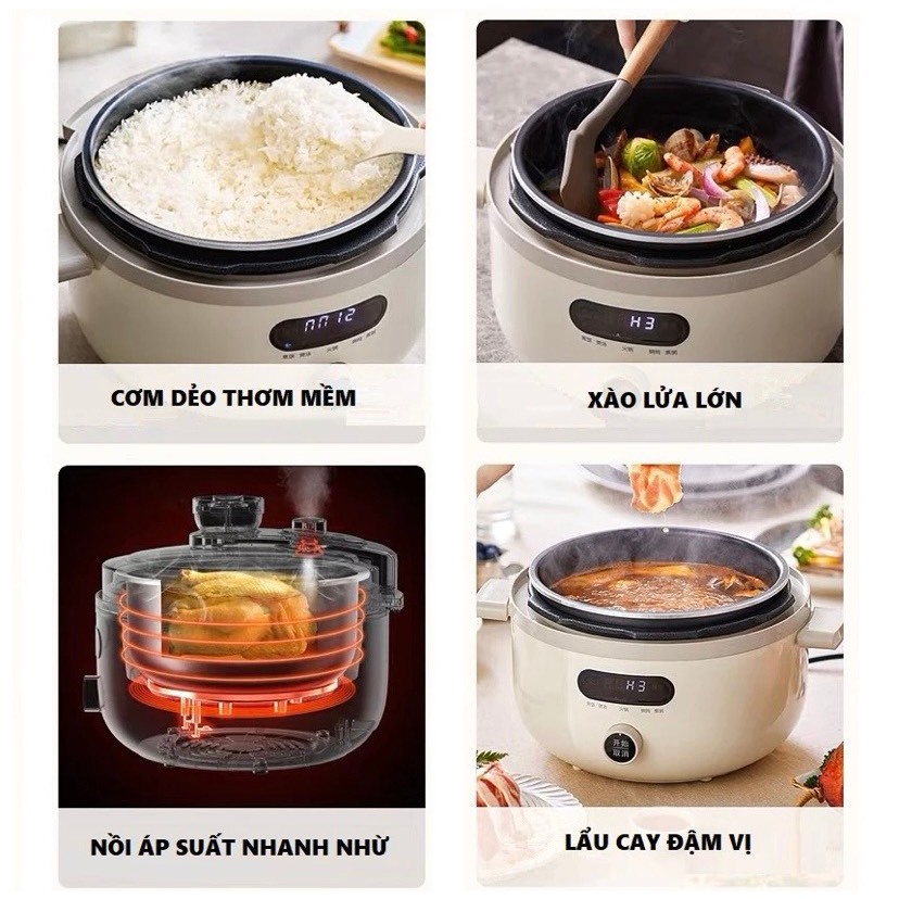 Nồi Áp Suất Bear Đa Năng Dung Tích 4 Lít YLB-C40U5 - Hàng Chính Hãng, Bảo Hành 12 Tháng