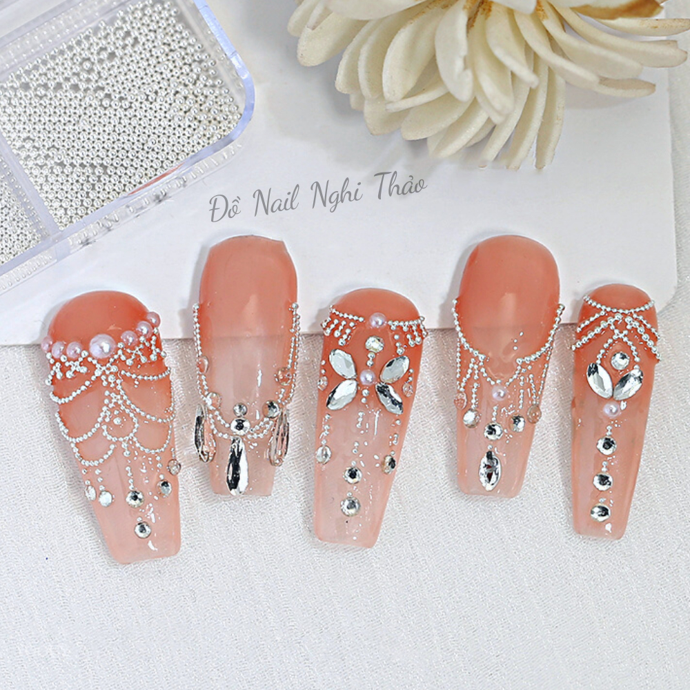 Bi nail mini màu bạc trang trí móng NGHI THẢO