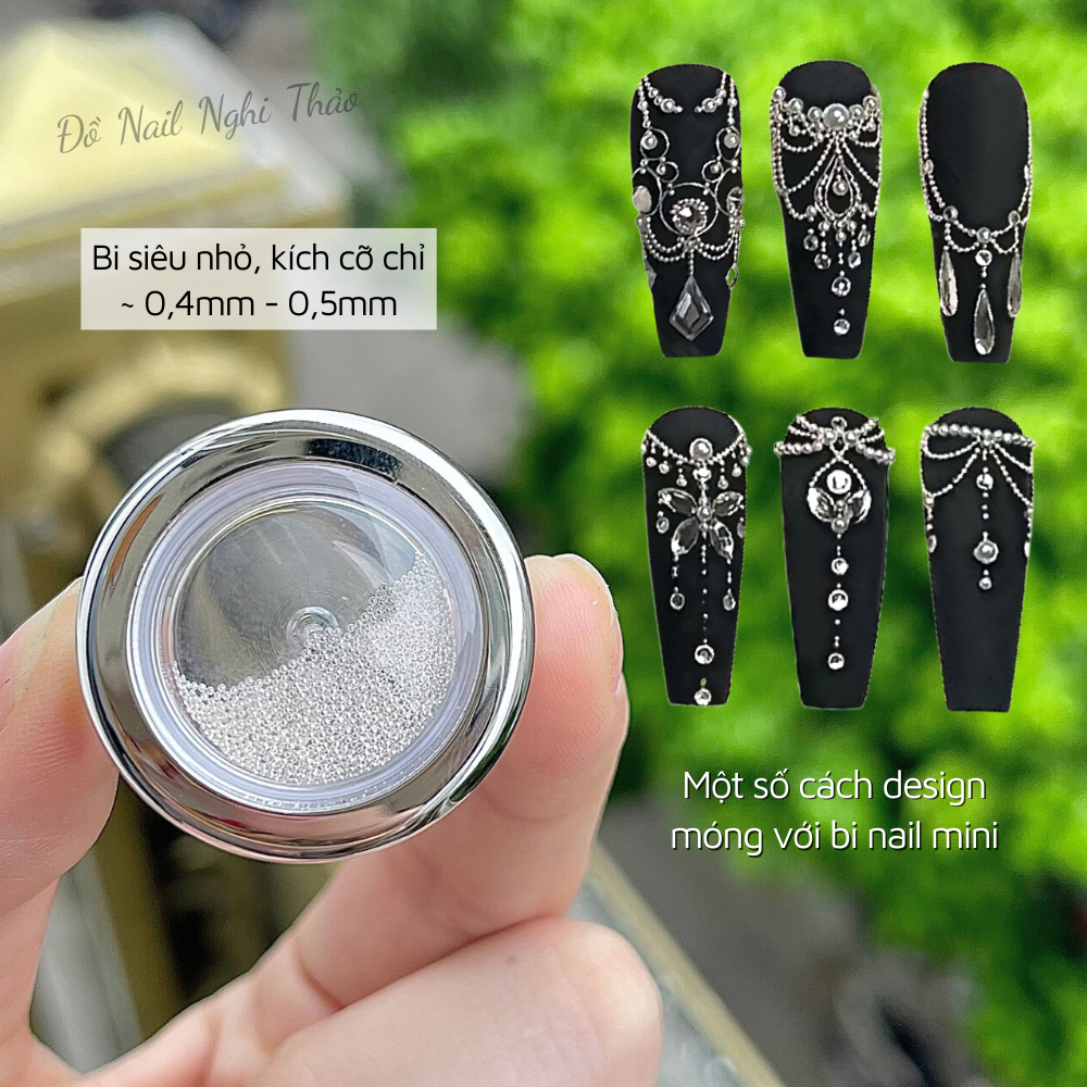 Bi nail mini màu bạc trang trí móng NGHI THẢO
