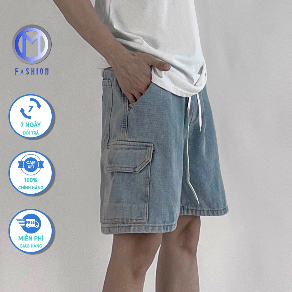 Quần short Nam túi hộp jean cao cấp M Fashion mặc nhà đi biển trẻ trung cá tính SN01