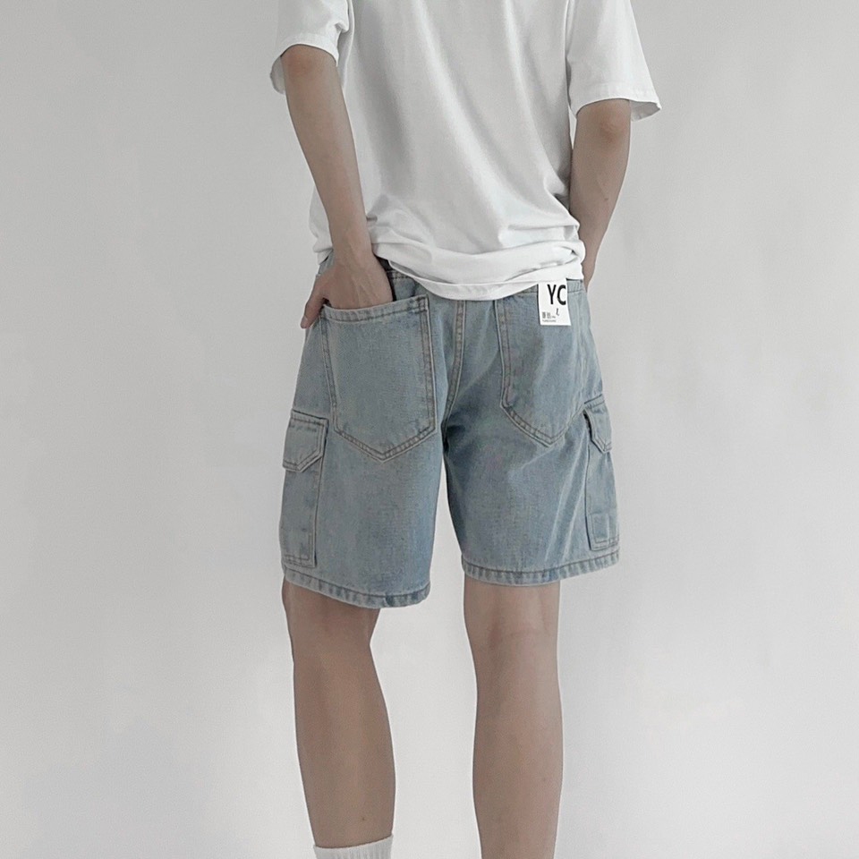 Quần short Nam túi hộp jean cao cấp M Fashion mặc nhà đi biển trẻ trung cá tính SN01